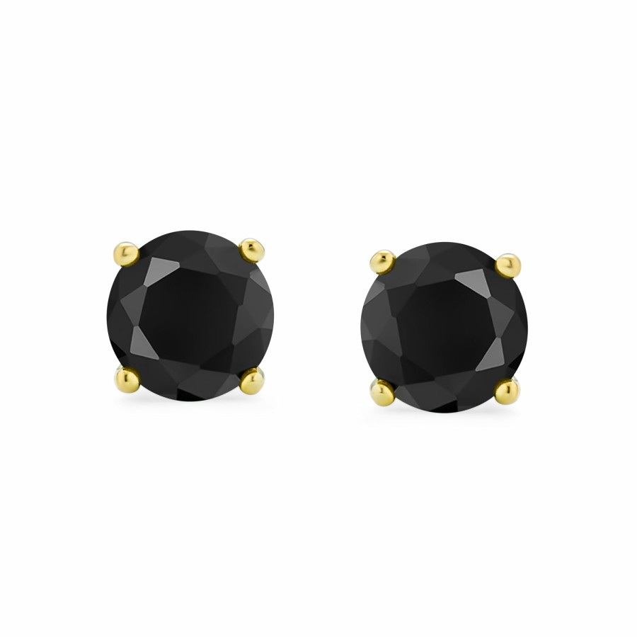 Shop Men Bling Jewelry Mens Earrings | Black Stud Earrings Solitaire Cz Gold Plated Sterling Silver