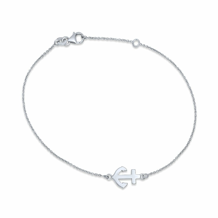 Shop Women Bling Jewelry Ankle Bracelets | Nautical Side Boat Anchor Charm Anklet Ankle Bracelet Sterling Silver