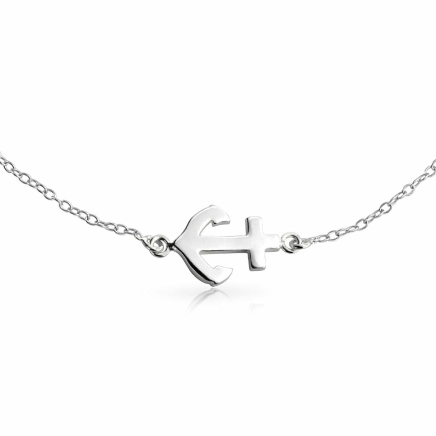 Shop Women Bling Jewelry Ankle Bracelets | Nautical Side Boat Anchor Charm Anklet Ankle Bracelet Sterling Silver