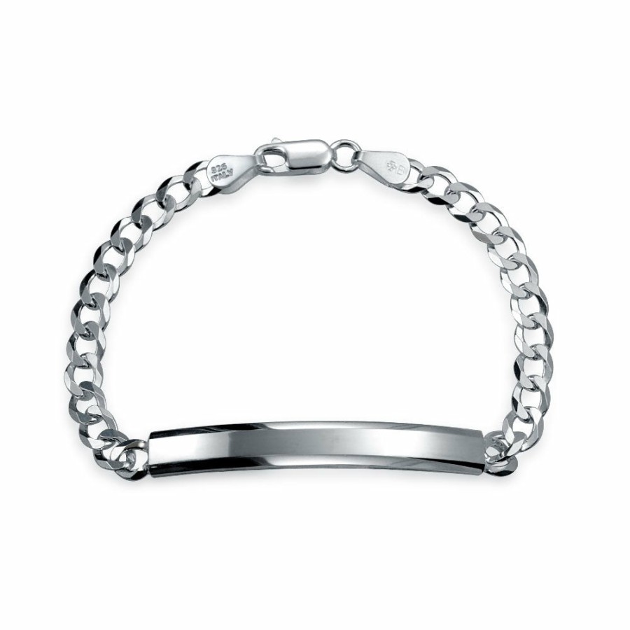 Shop Women Bling Jewelry Engravable Bracelets | Men Id Bracelet Mariner Curb Figaro, Link Chain .925 Sterling Silver 7 -9 Inch