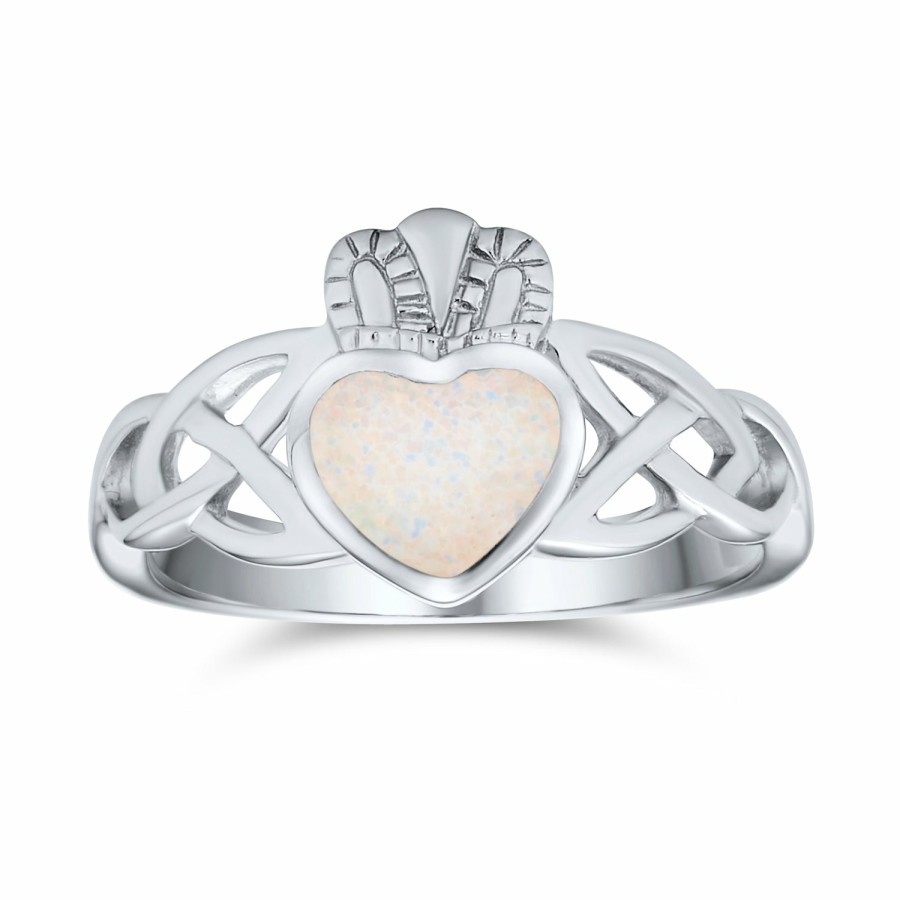 Shop Women Bling Jewelry Engravable Rings | Bff Triquetra Celtic Knot Claddagh Ring .925