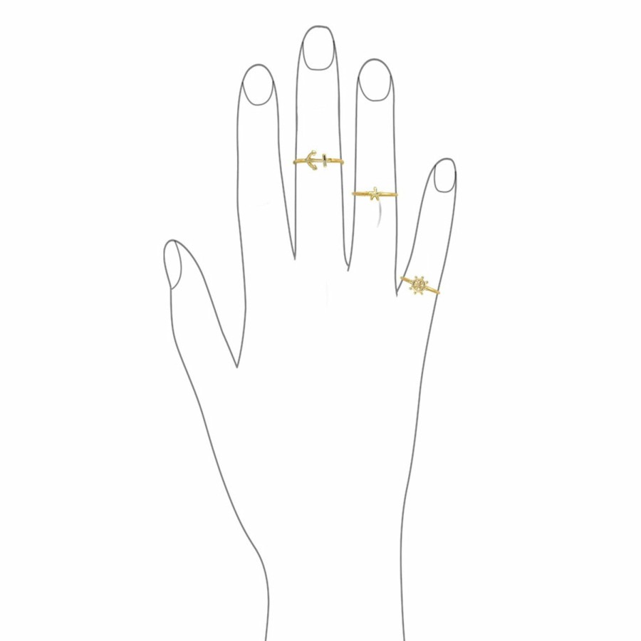 Shop Women Bling Jewelry Toe Rings | Midi Knuckle 1Mm Band Wheel Boat Ring Gold Plated Sterling Silver