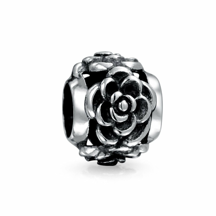 Shop Women Bling Jewelry Birthstone Beads | Flower Garden Spring Floral Swirl Charm Bead .925 Sterling