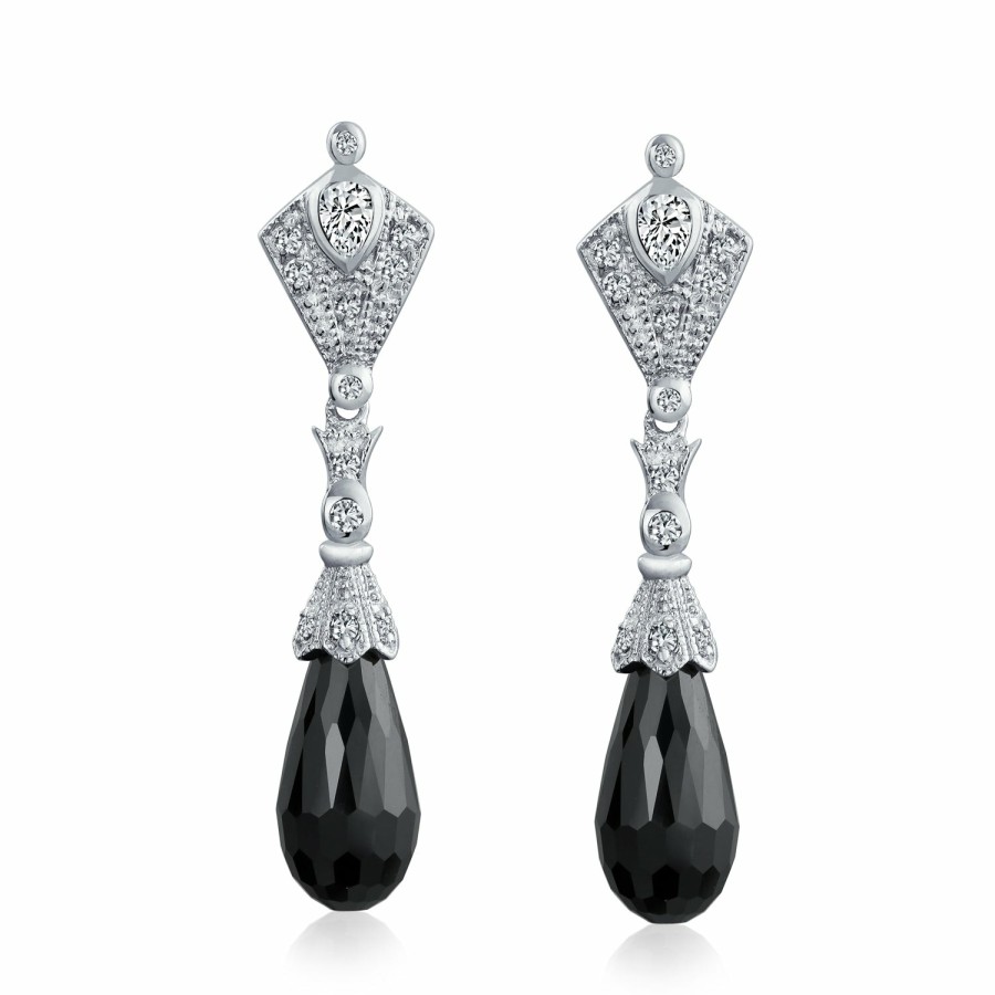 Shop Women Bling Jewelry Chandelier Earrings | Vintage Style Briolette Faceted Teardrop Cz Chandelier Earrings