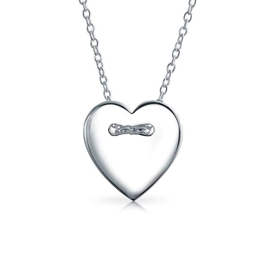 Shop Women Bling Jewelry Delicate Pendant Necklaces | Heart Shape Slide Pendant Alphabet Initial Sterling Necklace