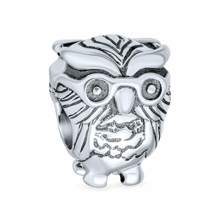 Shop Women Bling Jewelry Animal Beads | Wise Graduate Owl Bird Charm Bead .925 Sterling