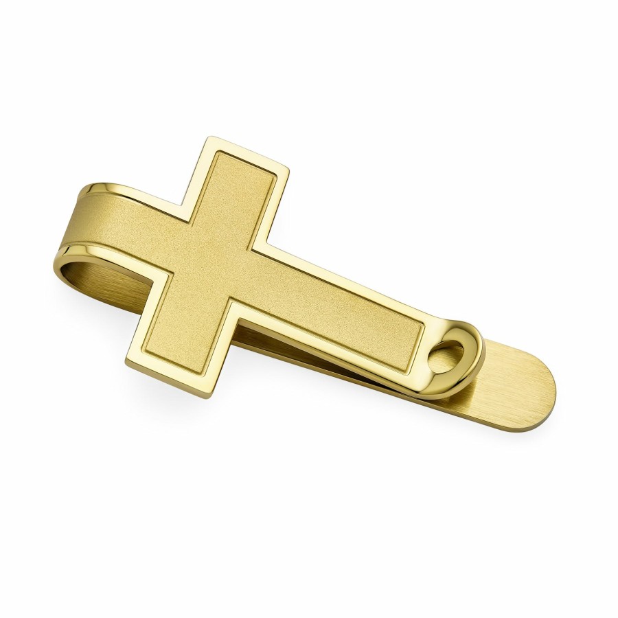 Shop Men Bling Jewelry Money Clip & Key Rings | Religious Cross Shape Money Clip Silver Gold Stainless Steel