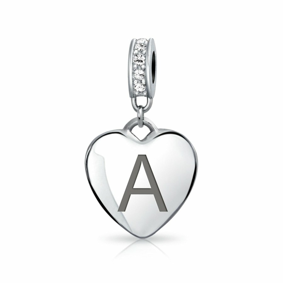 Shop Women Bling Jewelry Dangle Beads | Heart Dangle Bead Charm Crystal Month April Sterling Harm