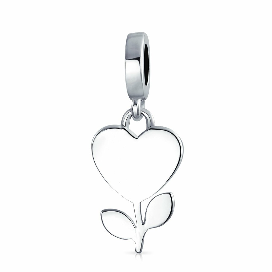 Shop Women Bling Jewelry Love Heart Beads | Love Grows Flower Plant Red Heart Dangle Charm Bead Sterling Silver