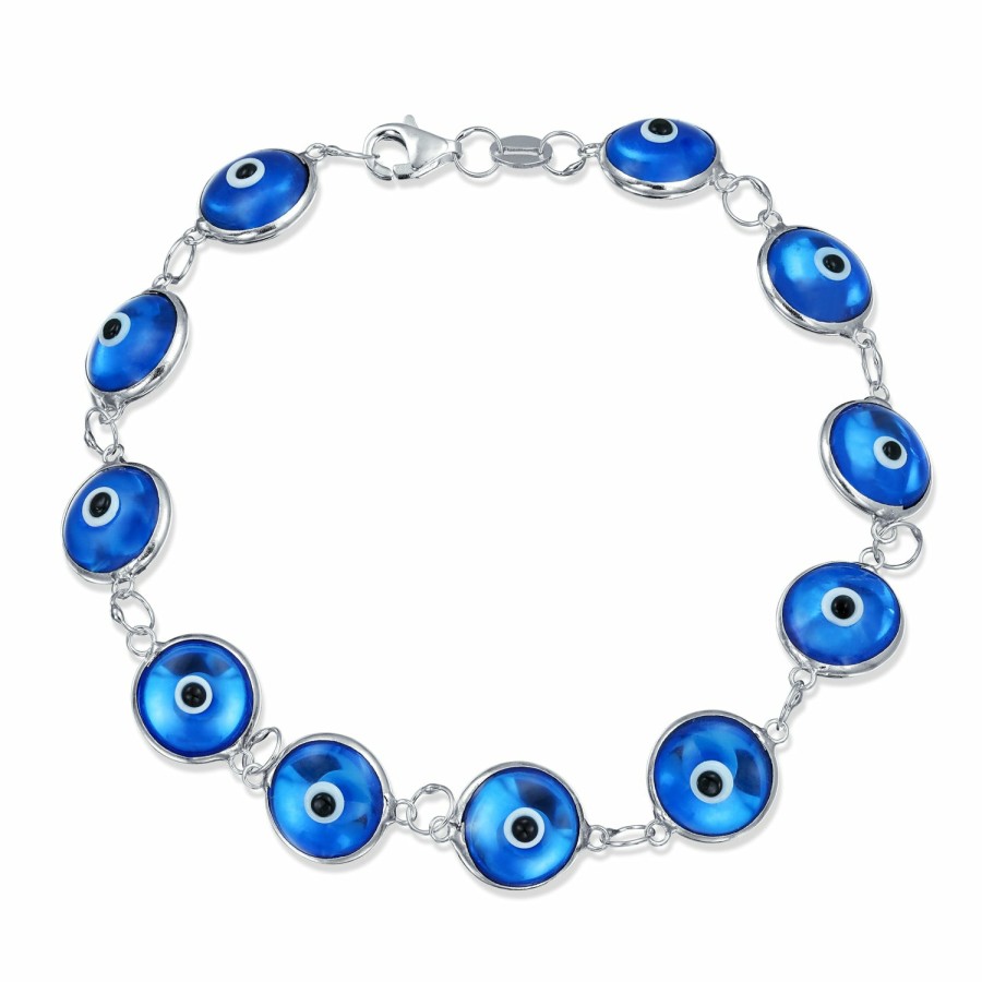 Shop Women Bling Jewelry Delicate Bracelets | Jewelry Set Turkish Multi Colors Evil Eye Glass Bead Bracelet Sterling Silver