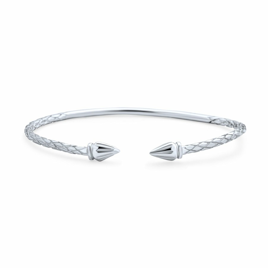 Shop Women Bling Jewelry | Western Arrow Heart Tip West Indian Style Cable Bangle Bracelet Silver