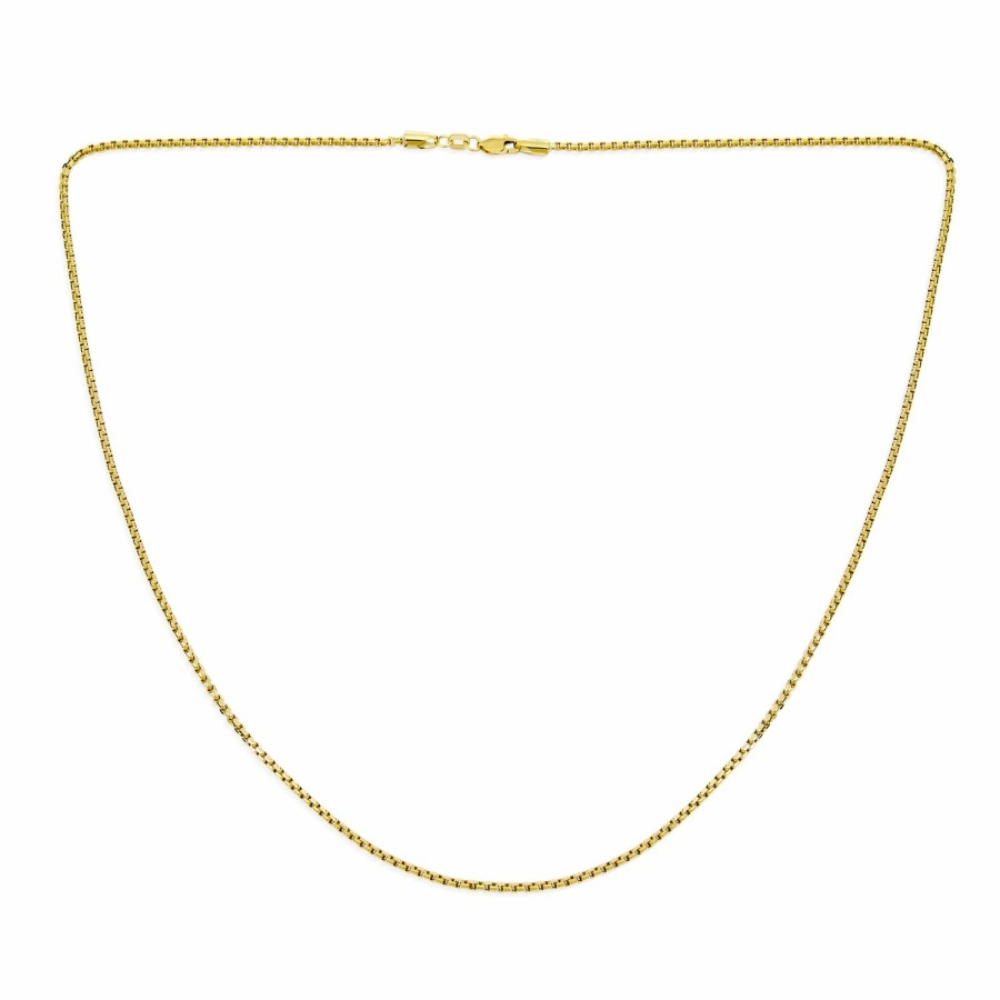 Shop Men Bling Jewelry Mens Necklace Chains | Genuine Solid Yellow Real 10K Gold Box Chain Necklace 100 Gauge 1.6 Mm