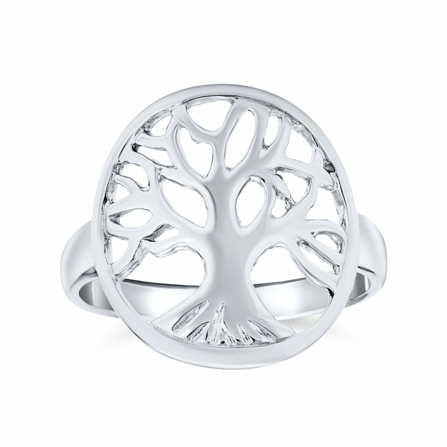 Shop Women Bling Jewelry Statement Cocktail Rings | Open Oval Circle Celtic Family Wishing Tree Of Life Ring .925