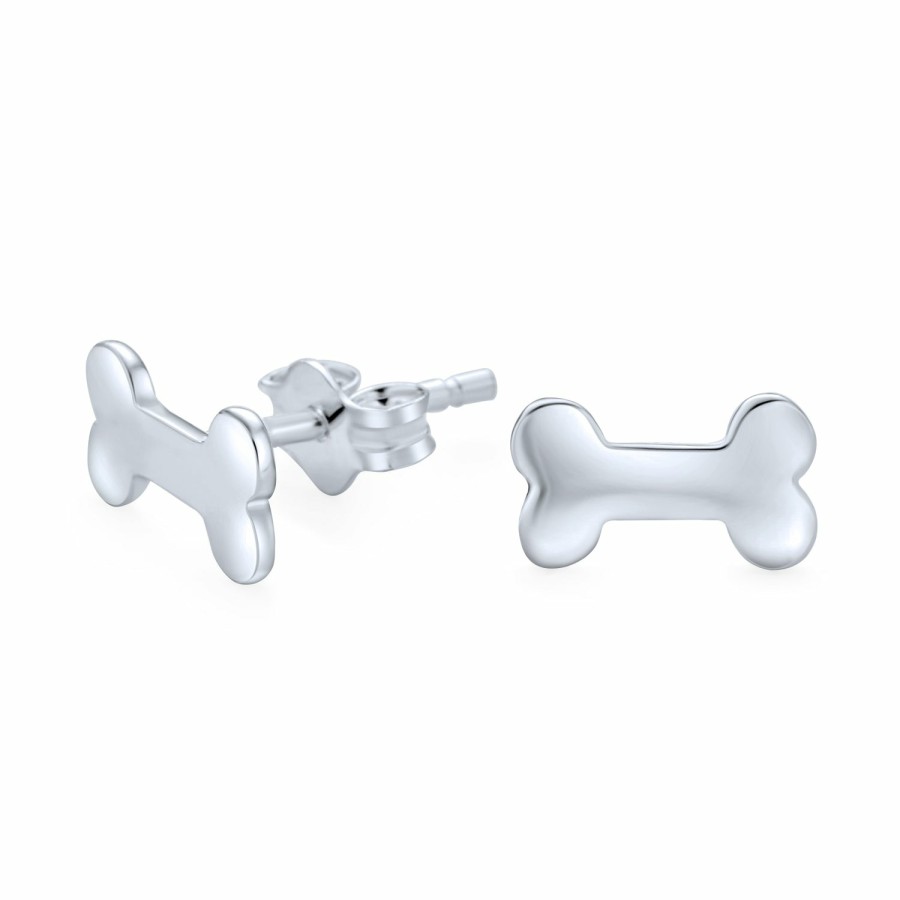 Shop Women Bling Jewelry Stud Earrings | Pet Puppy Animal Lover Dog Bone Stud Earrings .925 Sterling Silver