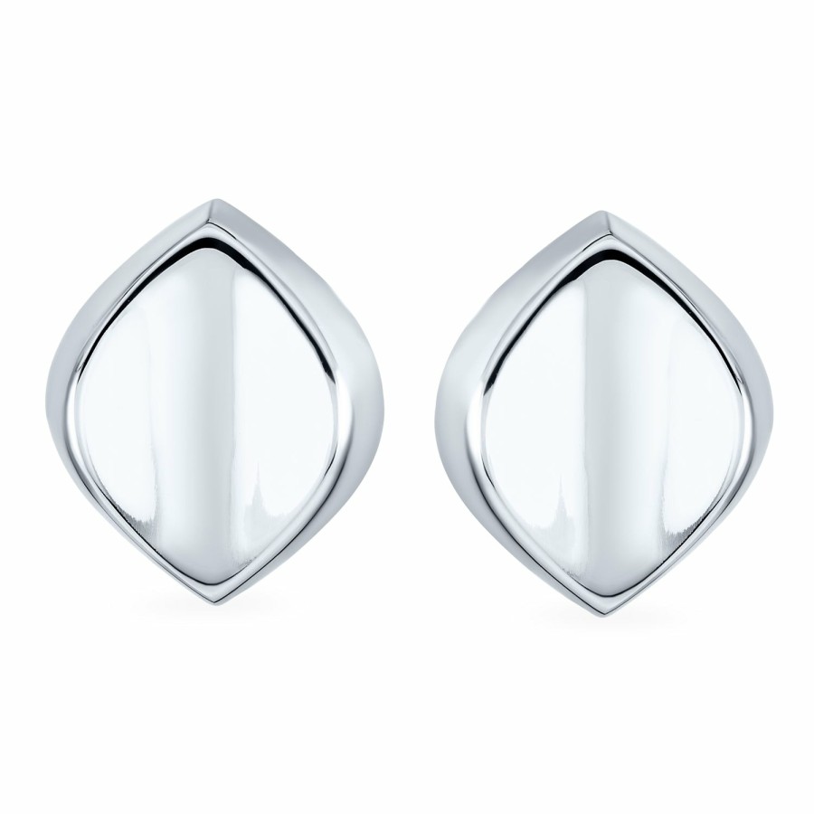 Shop Women Bling Jewelry Clip On Earrings | Oval Concave Clip On Earrings Ears Sterling Silver Alloy Clip