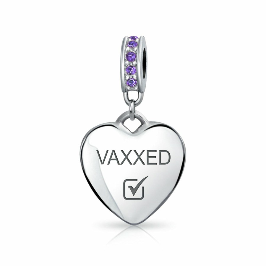 Shop Women Bling Jewelry Dangle Beads | Vaccinated Crystal Heart Dangle Charm Bead Birthstone Colors