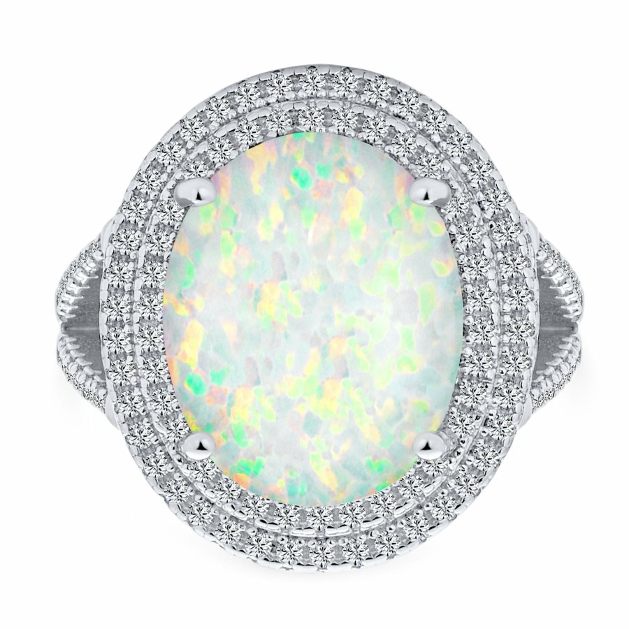 Shop Women Bling Jewelry Unique Rings | Big Halo 7-10Ct Oval Teardrop Opal Engagement Ring .925