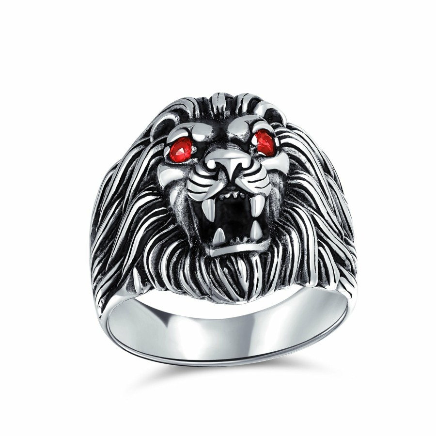 Shop Women Bling Jewelry Unique Rings | Large Vintage Style King Of Jungle Lion Bear Ring For Men .925 Sterling