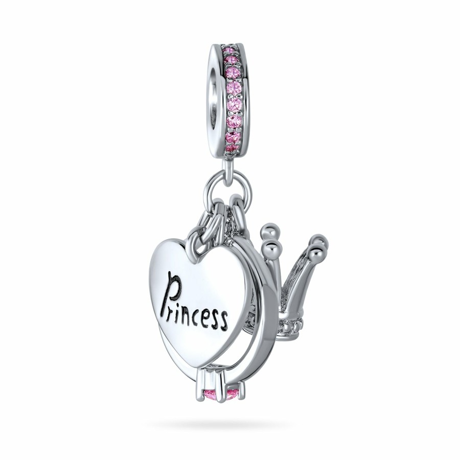 Shop Women Bling Jewelry Engravable Charms | Princess Heart Crown Ring Queen Bumble Bee Charm Bead Sterling