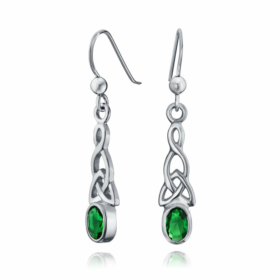 Shop Women Bling Jewelry Dangle Drop Earrings | Irish Celtic Love Knot Dangle Earrings .925 Sterling Silver