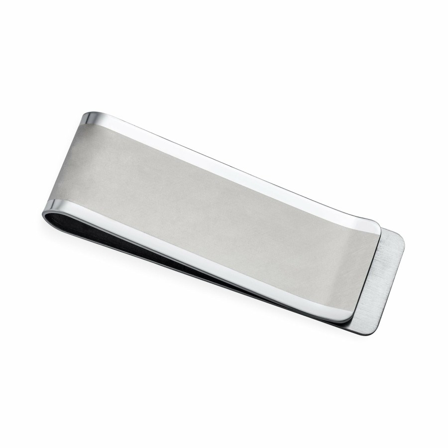 Shop Men Bling Jewelry Money Clip & Key Rings | Men'S Classic Money Clip Credit Card Silver Matte Finish Stainless Steel Silver Tone