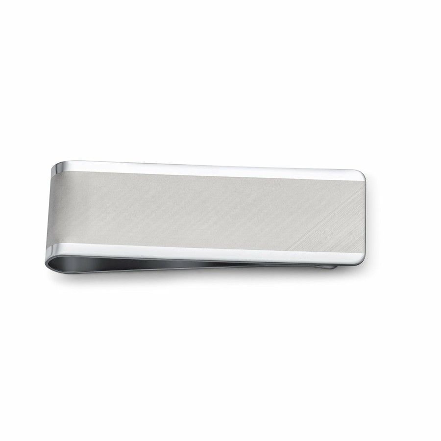 Shop Men Bling Jewelry Money Clip & Key Rings | Men'S Classic Money Clip Credit Card Silver Matte Finish Stainless Steel Silver Tone