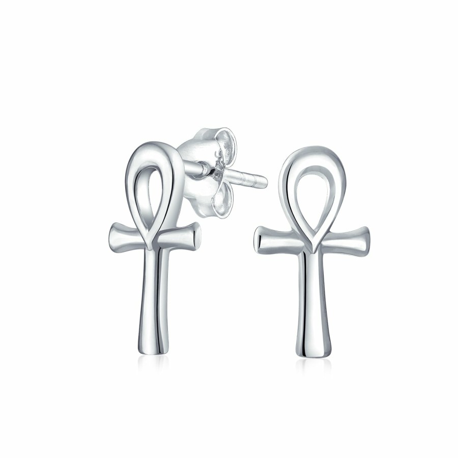 Shop Women Bling Jewelry Toe Rings | Egyptian Ankh Cross Religious Drop Stud Earrings .925