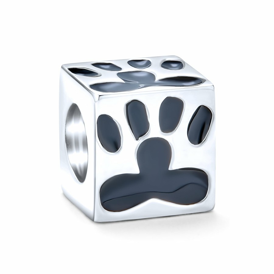 Shop Women Bling Jewelry Unique Charms | Square Cube Puppy Kitten Pet Lover Cat Dog Paw Print Shape Charm Bead