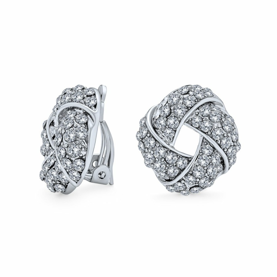 Shop Women Bling Jewelry Clip On Earrings | Braided Crystal Love Knot Clip On Earring For Women Non Pierced Ears