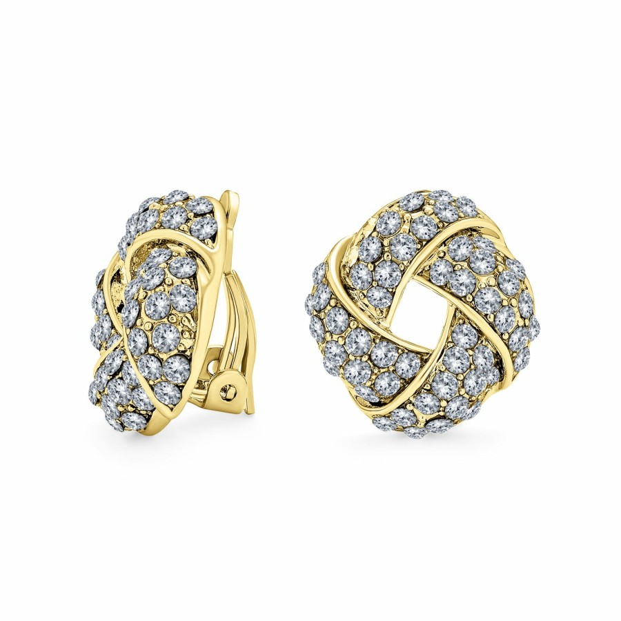 Shop Women Bling Jewelry Clip On Earrings | Braided Crystal Love Knot Clip On Earring For Women Non Pierced Ears