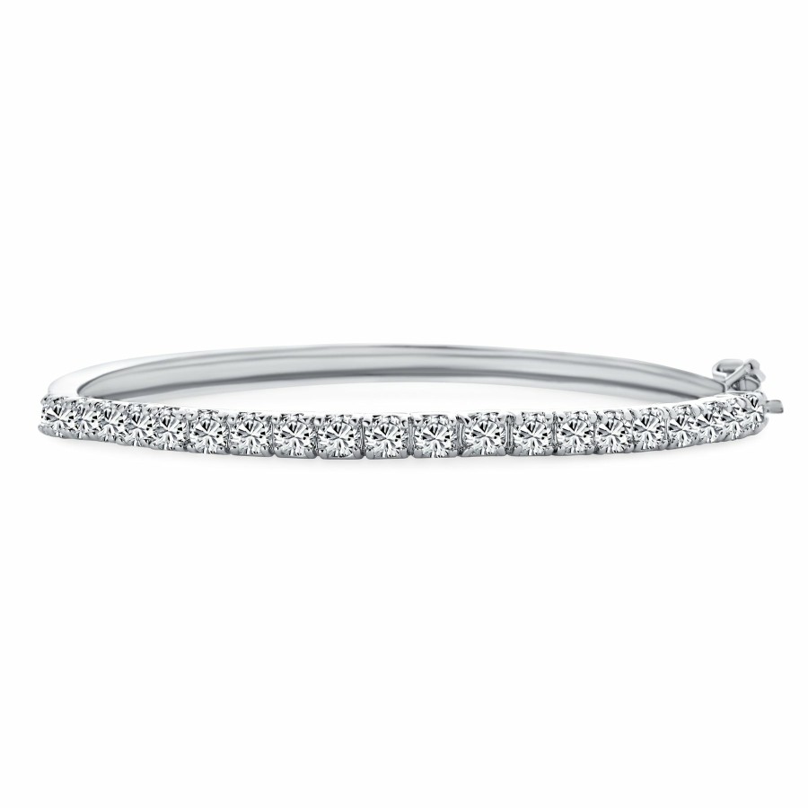 Shop Women Bling Jewelry Tennis Bracelets | Bridal Princess Cut 1/2 Eternity Tennis Bangle Bracelet Aaa Cz Silver