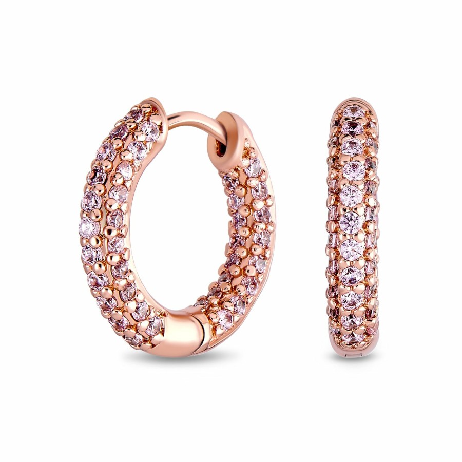 Shop Women Bling Jewelry Hoops Huggies Earrings | Pave Or Cz Inside Out Tube Hoop Earrings .75 Inch Dia