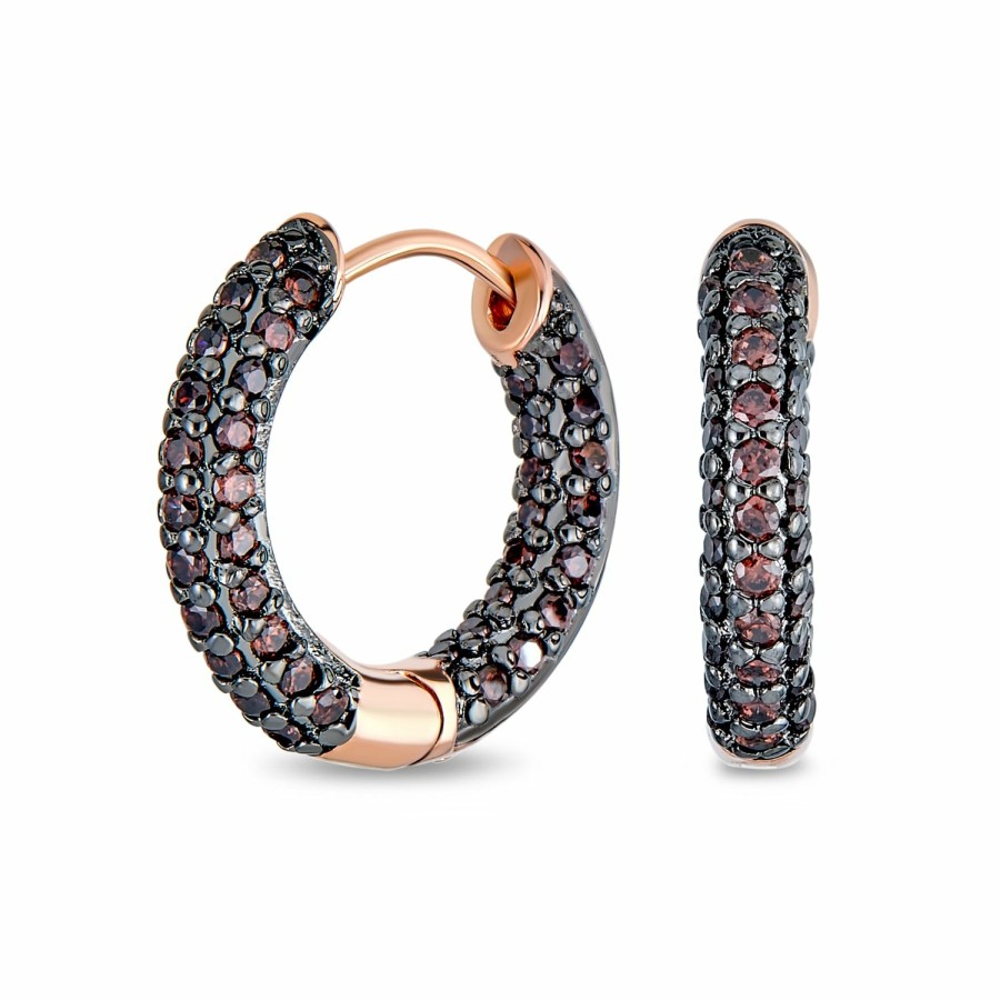 Shop Women Bling Jewelry Hoops Huggies Earrings | Pave Or Cz Inside Out Tube Hoop Earrings .75 Inch Dia