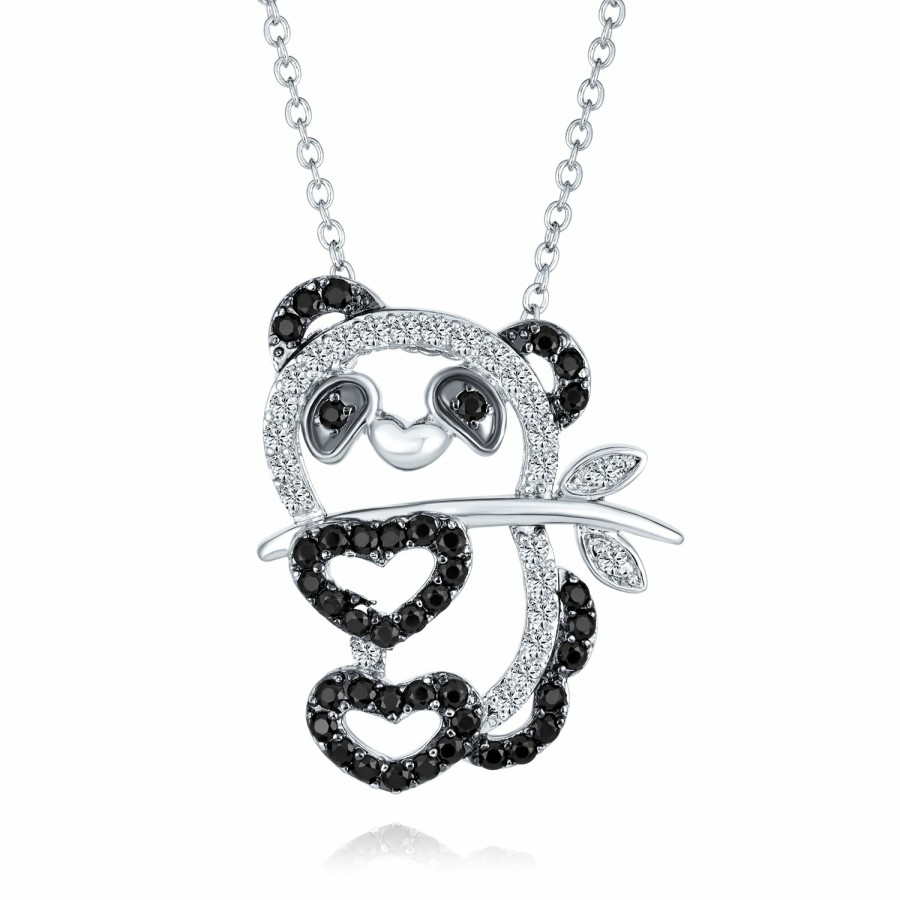 Shop Women Bling Jewelry Pendant Necklaces | Zoo Animal Pave Cz Panda Bear Stud Earrings Pendant Silver