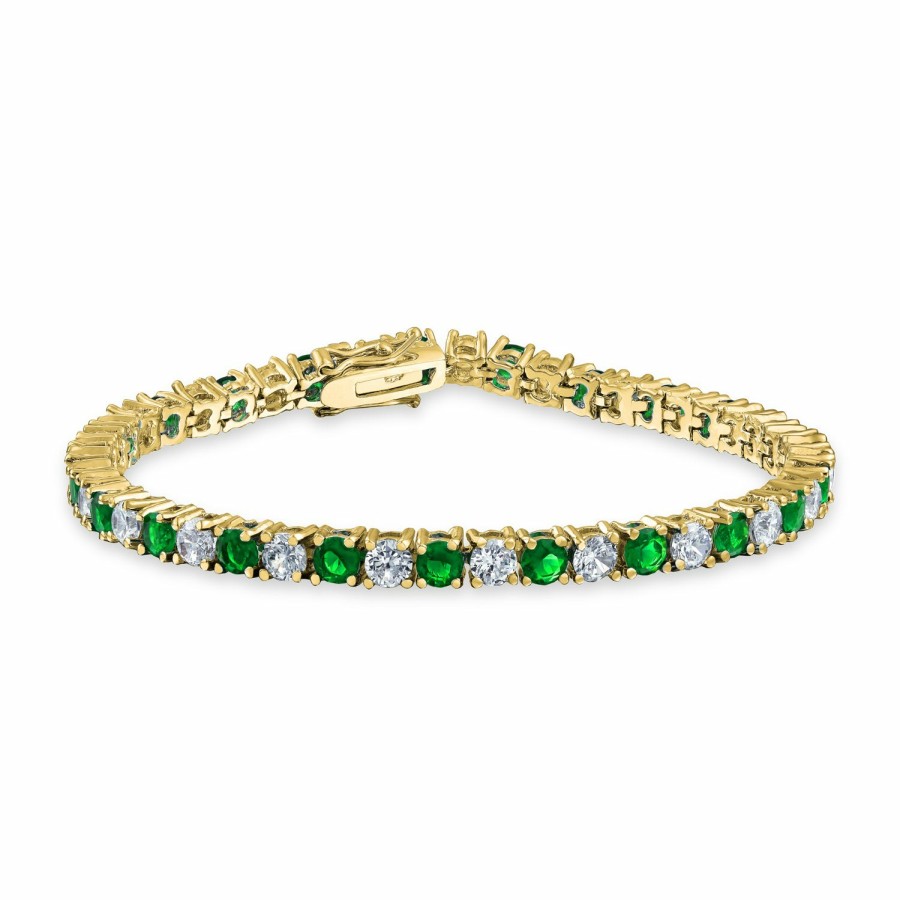 Shop Women Bling Jewelry Tennis Bracelets | Alternating Round Aaa Cz Tennis Bracelet Imitation Gemstones Gold Plated