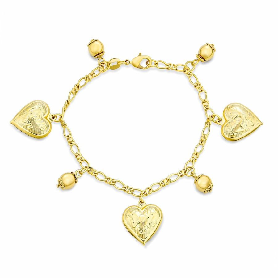 Shop Women Bling Jewelry Charm Bracelets | Bff 2 Pcs Set Puzzle Heart Pendant Locket Charm Bracelet Necklace Gold Plated