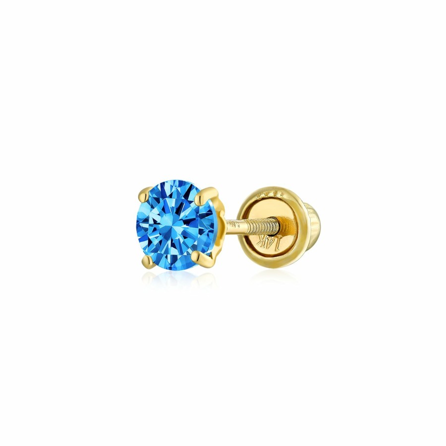 Shop Women Bling Jewelry Ear Cuffs, Cartilage Earrings | Tiny Cz Gemstone Solitaire Cartilage Ear Stud Real 14K Gold Screwback