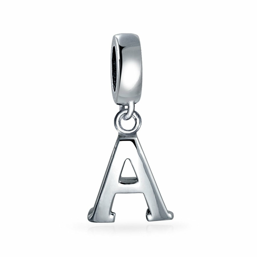 Shop Women Bling Jewelry Alphabet Beads | Initial Block Letter Alphabet Dangle Bead Sterling Uropean