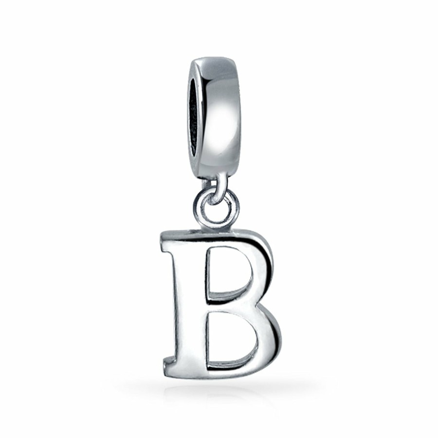 Shop Women Bling Jewelry Alphabet Beads | Initial Block Letter Alphabet Dangle Bead Sterling Uropean