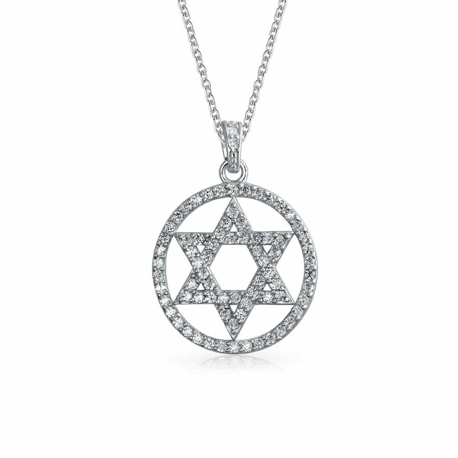 Shop Women Bling Jewelry Pendant Necklaces | Judaic Hanukkah Color Cz Star David Necklace Pendant 14K Gold Plated .925