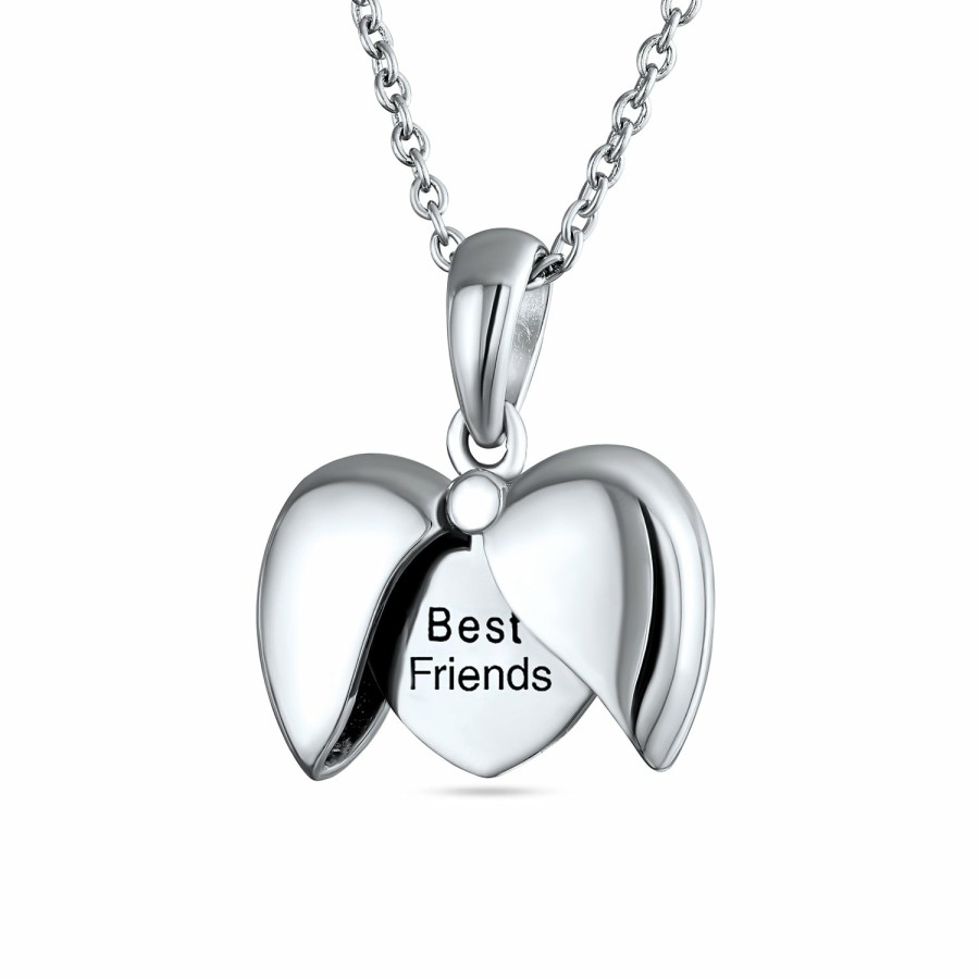 Shop Women Bling Jewelry | Words Mom I Love You, Best Friend, Mom Angel Wing Heart Locket Pendant