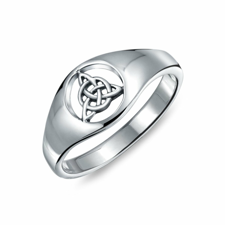 Shop Women Bling Jewelry Engravable Rings | Celtic Trinity Knot Triquetra Ring Signet Ring .925 Sterling Silver