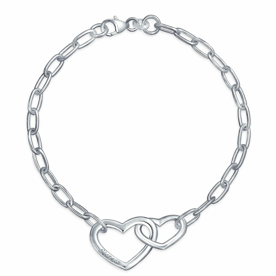 Shop Women Bling Jewelry Delicate Bracelets | Eternal Love Knot Infinity Heart Bangle Bracelet .925 Sterling Silver