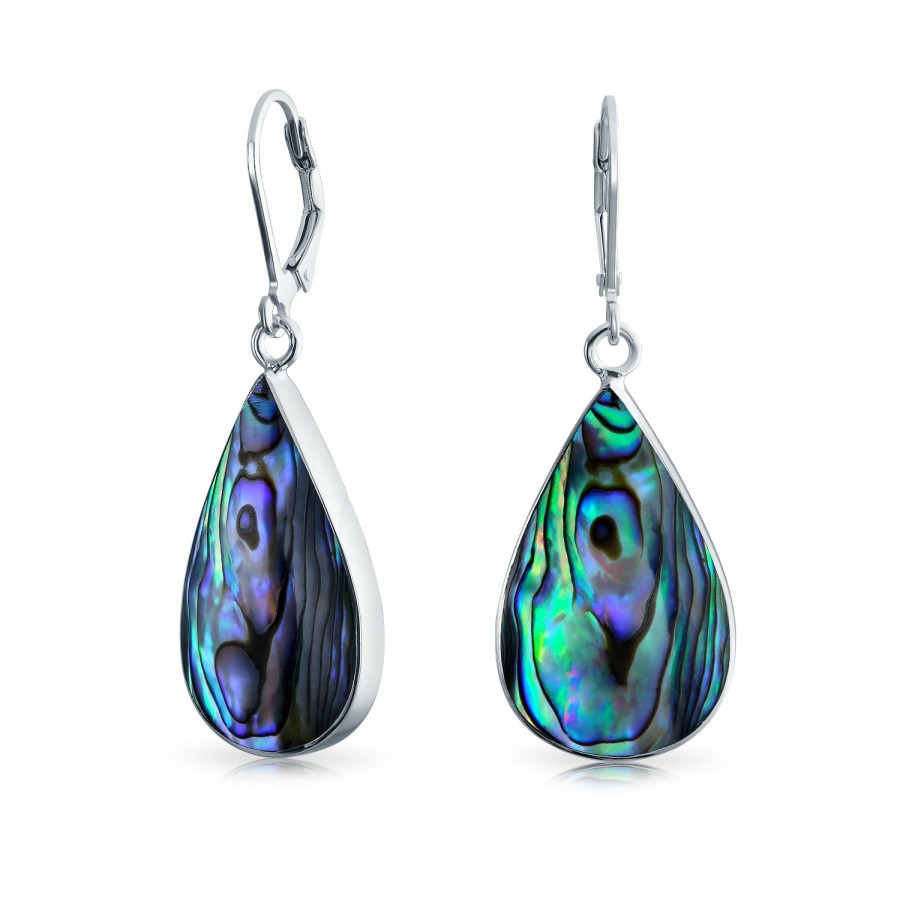 Shop Women Bling Jewelry Dangle Drop Earrings | Gemstone Teardrop Drop Dangle Lever Back Earrings .925 Sterling Silver