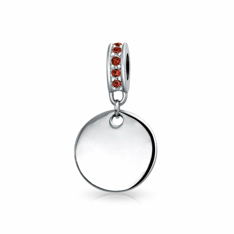 Shop Women Bling Jewelry Dangle Beads | Birthstones Initials Round Dangle Circle Charm Bead Sterling Silver