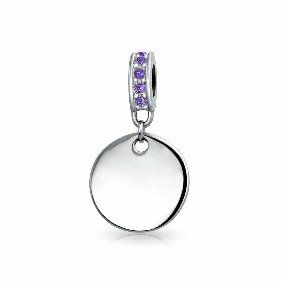 Shop Women Bling Jewelry Dangle Beads | Birthstones Initials Round Dangle Circle Charm Bead Sterling Silver