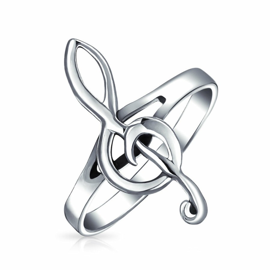 Shop Women Bling Jewelry Engravable Rings | Music Bar Measure Treble Clef Note Band Ring .925 Sterling