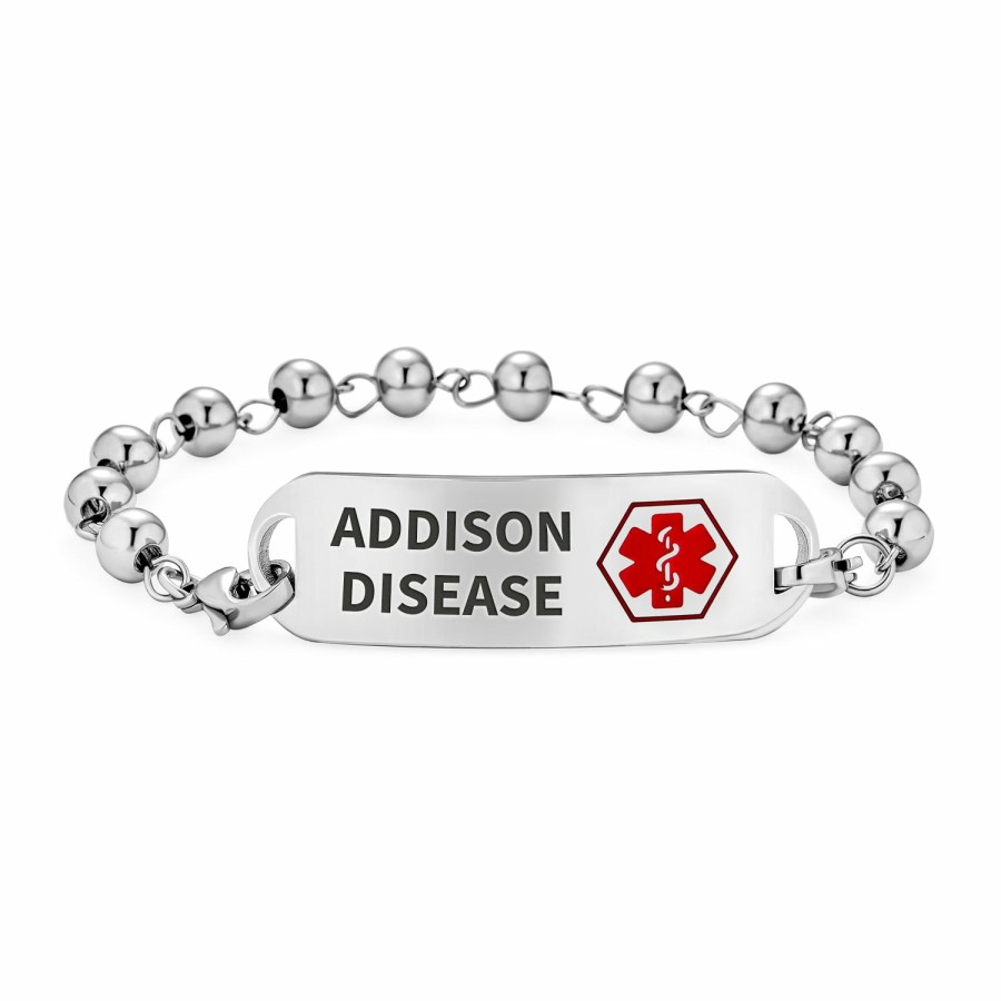 Shop Women Bling Jewelry Engravable Bracelets | Personalized Identification Medical Alert Id Bead Bracelet Stainless