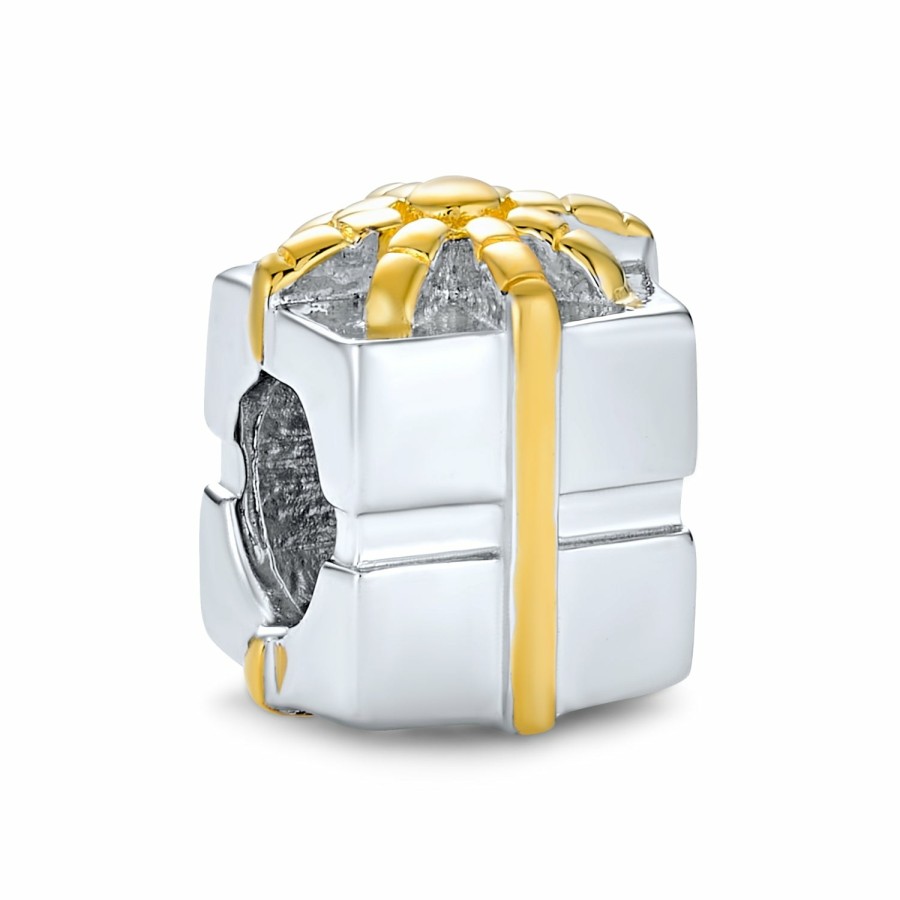 Shop Women Bling Jewelry Unique Charms | Ribbon Bow Birthday Present Gift Box Charm Bead .925 Sterling