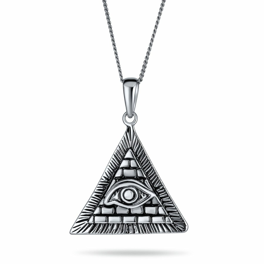 Shop Women Bling Jewelry Delicate Pendant Necklaces | Ancient Egyptian Ra Udjat Mansonic Pyramid Evil Eye Pendant Necklace